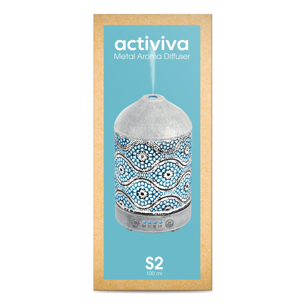 (LS) mbeat® activiva Metal Essential Oil and Aroma Diffuser-Vintage White -100ml Built-in 7 LED colour changing Auto stop misting Product - Image 4