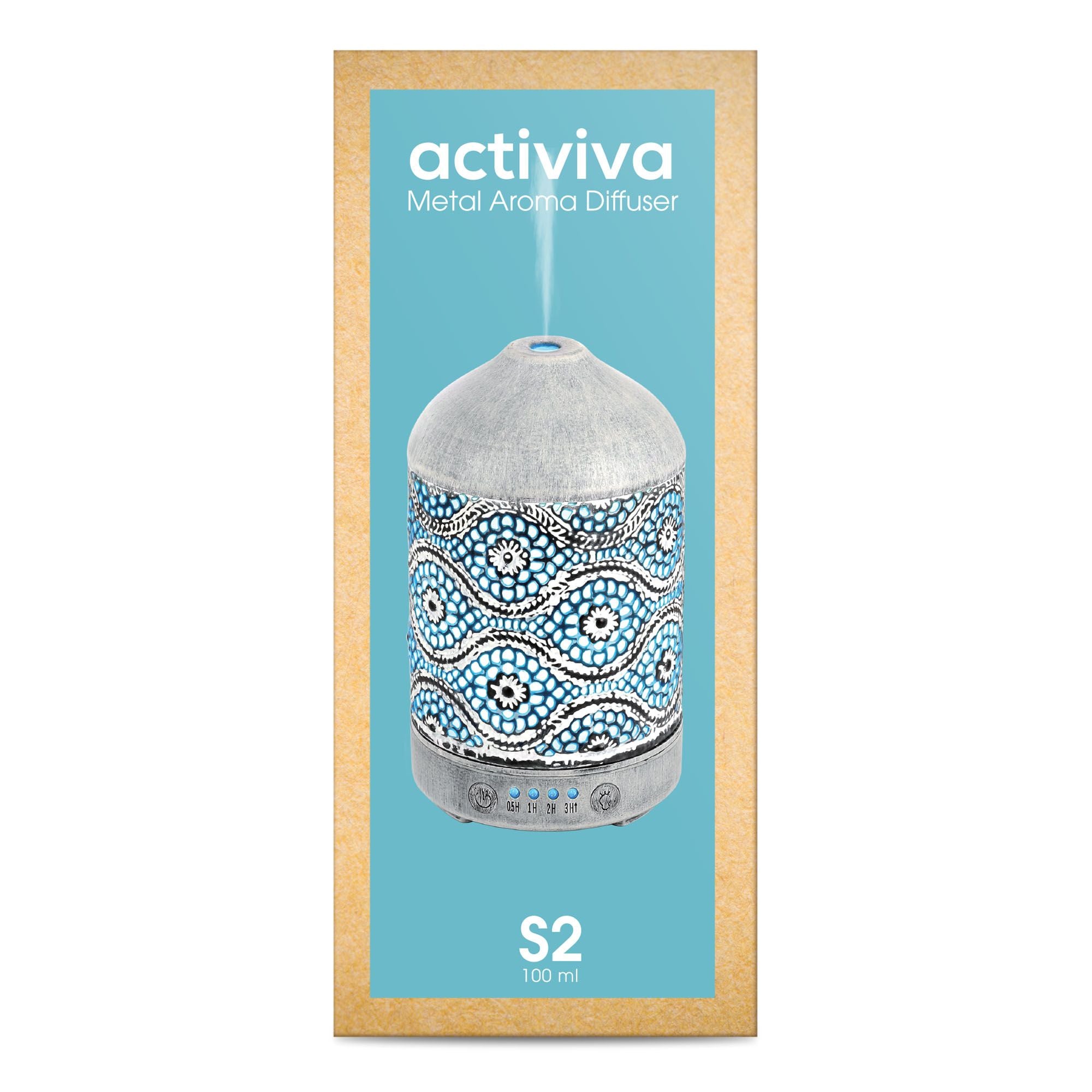 (LS) mbeat® activiva Metal Essential Oil and Aroma Diffuser-Vintage White -100ml Built-in 7 LED colour changing Auto stop misting Product - Image 4