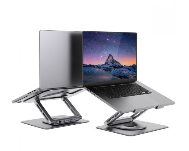 mbeat® Stage S12 Rotating Laptop Stand with USB-C Docking Station Flexible Ergonomic Design USB-C HDMI RJ45 1000Mbps - Image 1