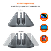 mbeat®  Stage S5 Adjustable Dual Bay Tablet, Laptop and MacBook Vertical Stand Declutter and Organise Dual Adjustable Bays Material: Aluminium alloy, - Image 2