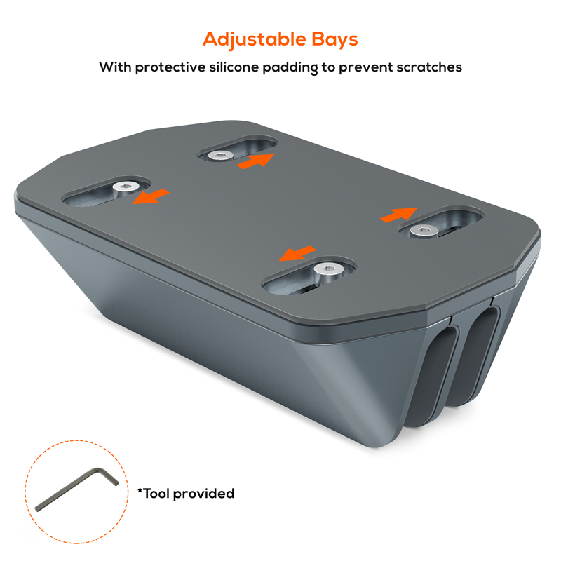 mbeat®  Stage S5 Adjustable Dual Bay Tablet, Laptop and MacBook Vertical Stand Declutter and Organise Dual Adjustable Bays Material: Aluminium alloy, - Image 3
