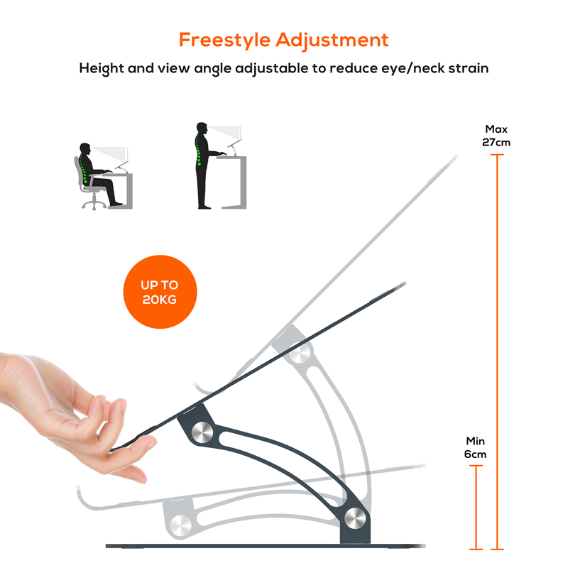 mbeat® Stage S6 Adjustable Elevated Laptop and MacBook Stand Elegant and Ergonomic Sleek and Durable Material: Aluminium Alloy - Image 2