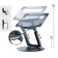 mbeat® Stage S9 Rotating Laptop Stand with Telescopic Height Adjustment Material: Aluminium Alloy Device Weight: Max. 20kg otation Angles: 360° - Image 2