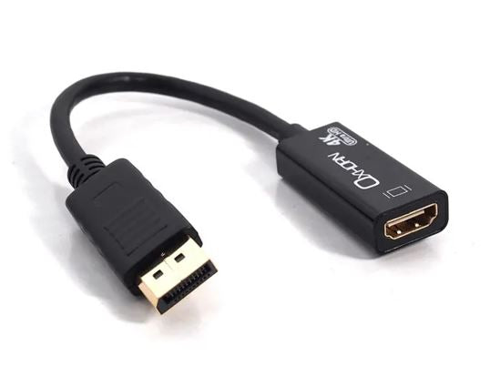 Oxhorn DisplayPort DP  to HDMI Male to Female Adapter 4K@30Hz 3840x2160 Ultra HD HDMI v1.4 Gold plated 15cm Black - Image 1