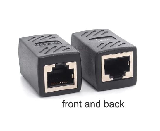 Oxhorn RJ45 Ethernet Inline 8 pins Coupler / Joiner Female to Female F-F Gold plated connections Black Retail bag - Image 1