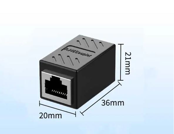 Oxhorn RJ45 Ethernet Inline 8 pins Coupler / Joiner Female to Female F-F Gold plated connections Black Retail bag - Image 3