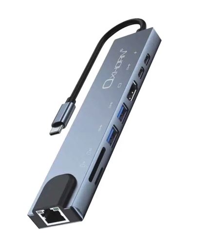 Oxhorn SuperSpeed 8-in-1 USB C to HDTV Adapter Hub 1xHDMI 4K 1xEtherne LAN 2 xUSB 3.0 Type C Type C (PD) Card Reader(TF/SD) Aluminum Dock Station - Image 3