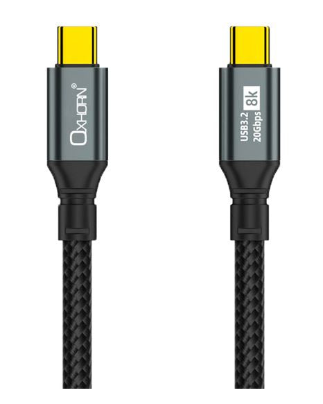 Oxhorn USB 3.2 Gen 2×2 1m USB-C to USB-C 20Gbps 8K@60Hz 20V 100W E-Marker Chip Black fast charging & Video cable Laptop Phones Tablet USB-C Device - Image 4