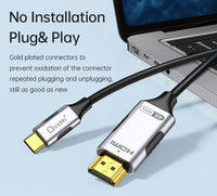 Oxhorn USB C to HDMI 2.0 1m cable 4K@60Hz Aluminum plugs black Support HDCP 1.4 HDCP 2.2 Thunderbolt 3/4 LPCM compatible Windows/Mac/Chromebooks - Image 3