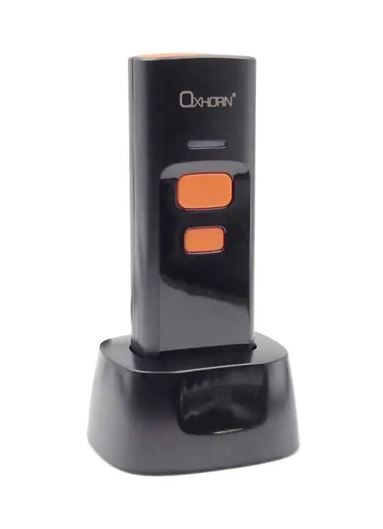 Oxhorn Mini Wireless 2.4G Bluetooth 5.0 2D Barcode Scanner Commercial Grade USB Plug&Play 5V 1A 12hr working Duration rechargeable battery Black - Image 1