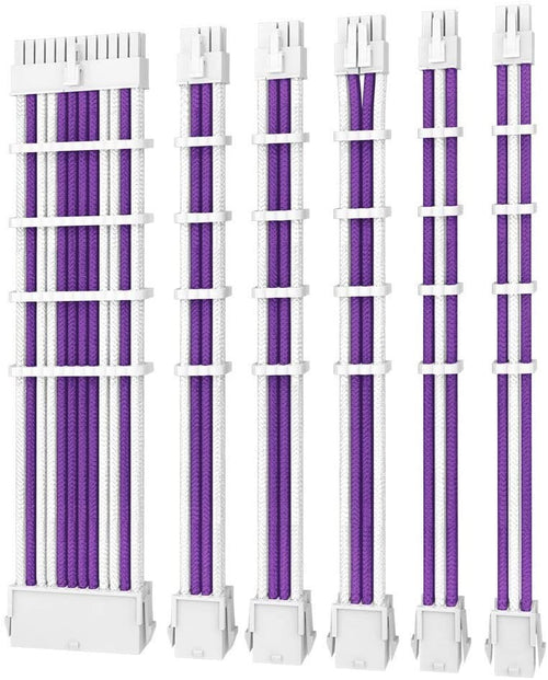 Antec PSU -  Sleeved Extension Cable Kit V2 - Purple / White. 24PIN ATX, 4+4 EPS, 8PIN PCI-E, 6PIN PCI-E, Compatible with Standard PSU (LS) - Image 1