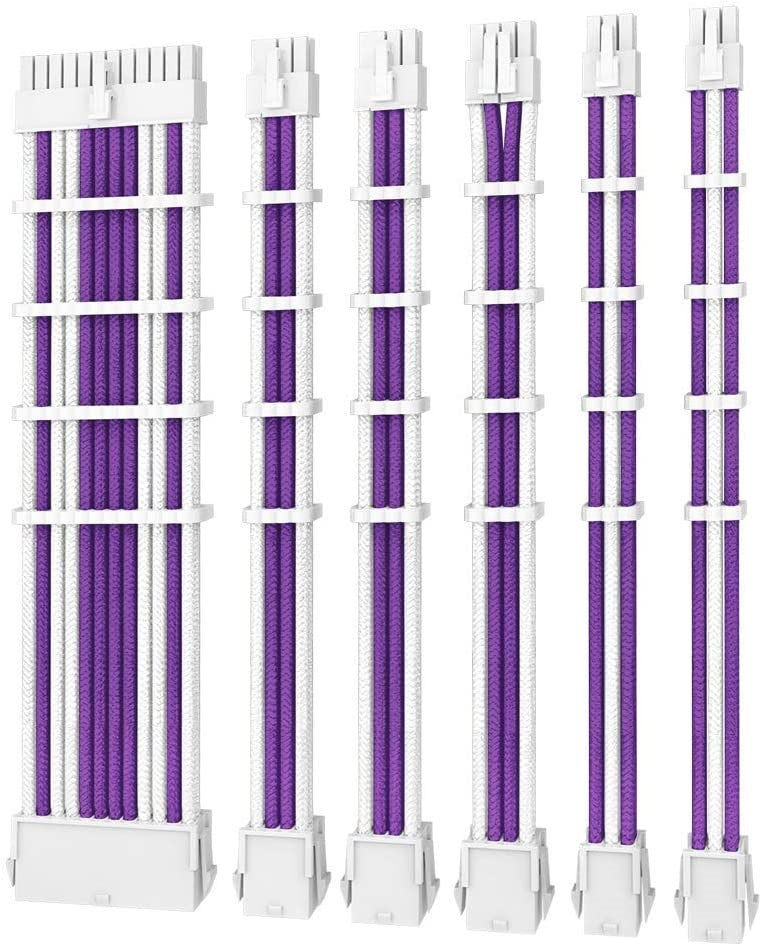 Antec PSU -  Sleeved Extension Cable Kit V2 - Purple / White. 24PIN ATX, 4+4 EPS, 8PIN PCI-E, 6PIN PCI-E, Compatible with Standard PSU (LS) - Image 5