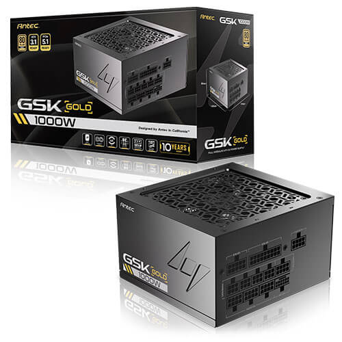 Antec GSK1000 AU, ATX 12V 3.1, 1000W, Full-Modular, 80 Plus Gold, 120mm FDB fan, 100–240V, OCP/OVP/UVP/SCP/OPP/OTP/SIP/NLO protection, 10yr wty - Image 1