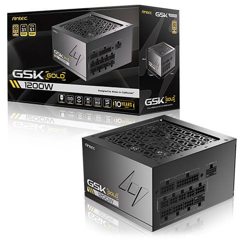 Antec GSK1200 AU, ATX 12V 3.1, 1200W, Full-Modular, 80 Plus Gold, 120mm FDB fan, 100–240V, OCP/OVP/UVP/SCP/OPP/OTP/SIP/NLO protection, 10yr wty - Image 1