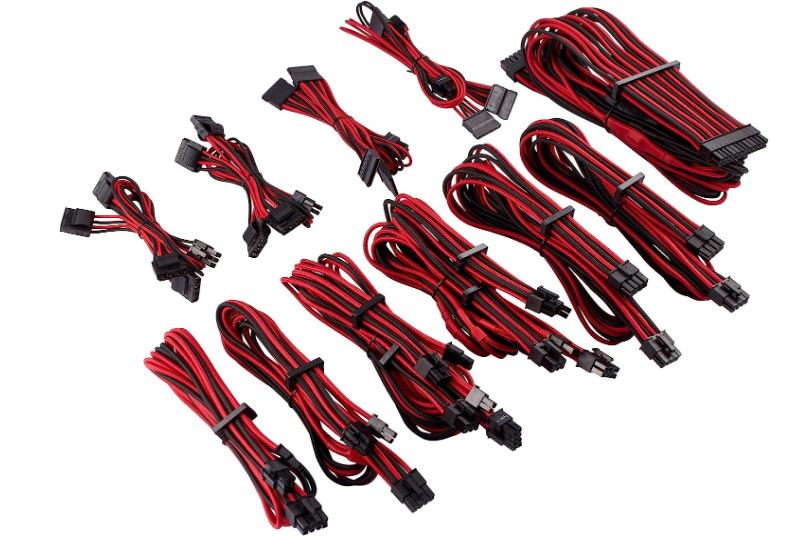 For Corsair PSU - RED/BLACK Premium Individually Sleeved DC Cable Pro Kit, Type 4 (Generation 4)(LS) - Image 2
