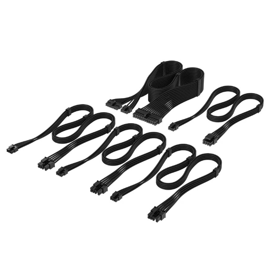 For Corsair PSU - Elite Premium Individually Sleeved Type-4 PSU Cables Starter Kit - Black - Image 4