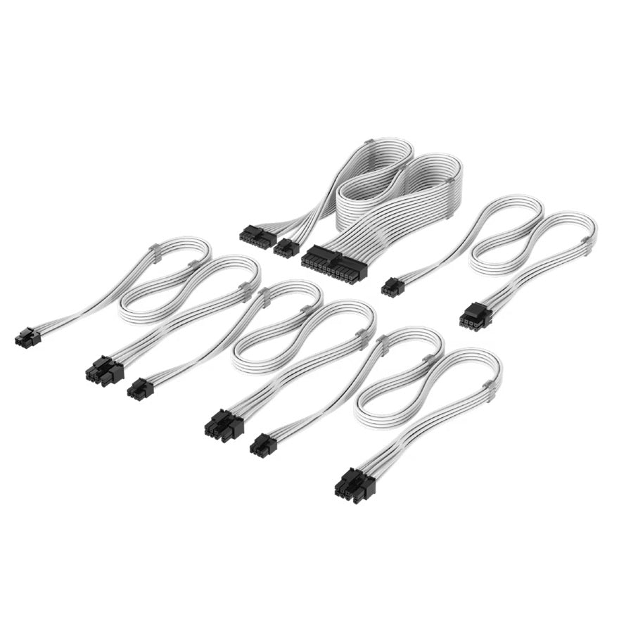 For Corsair PSU - Elite Premium Individually Sleeved Type-4 PSU Cables Starter Kit - White - Image 4