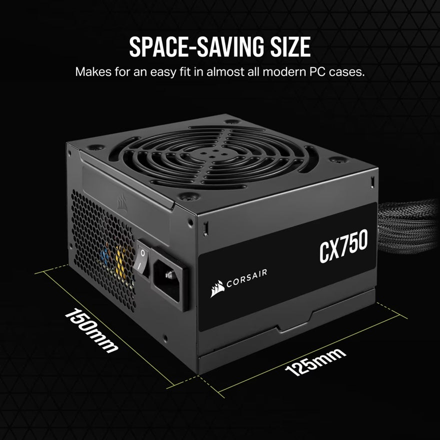 Corsair CX Series™ CX750 – 750 Watt 80 PLUS Bronze ATX Power Supply (AU), Compact 125mm, Up to 88% Efficiency - Image 4