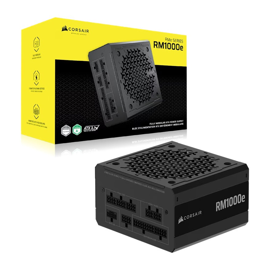 Corsair RMe Series RM1000e Fully Modular Low-Noise ATX Power Supply (AU), Cybenetics Gold, ATX12V 3.1, 2x PATA, 2x EPS, 6x SATA, 3x PCIe - Image 1