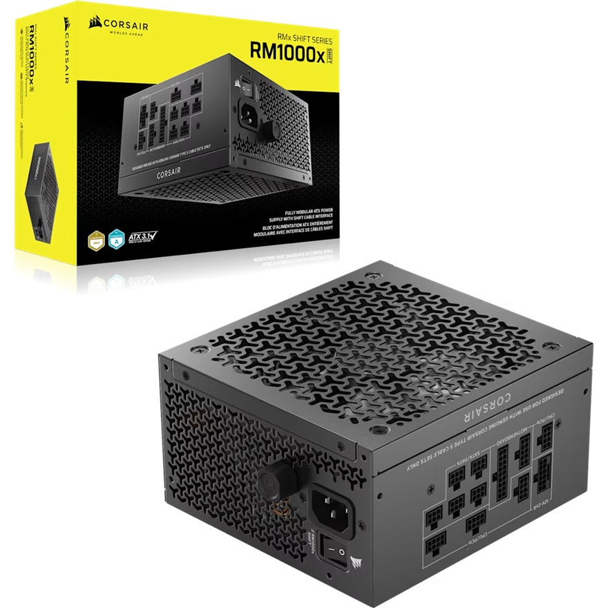 Corsair RM1000x SHIFT Fully Modular ATX Power Supply (AU), 1000W, ATX 3.1, Gold efficiency, FDB 140mm fan, fully modular, zero RPM, 10yr warranty - Image 5