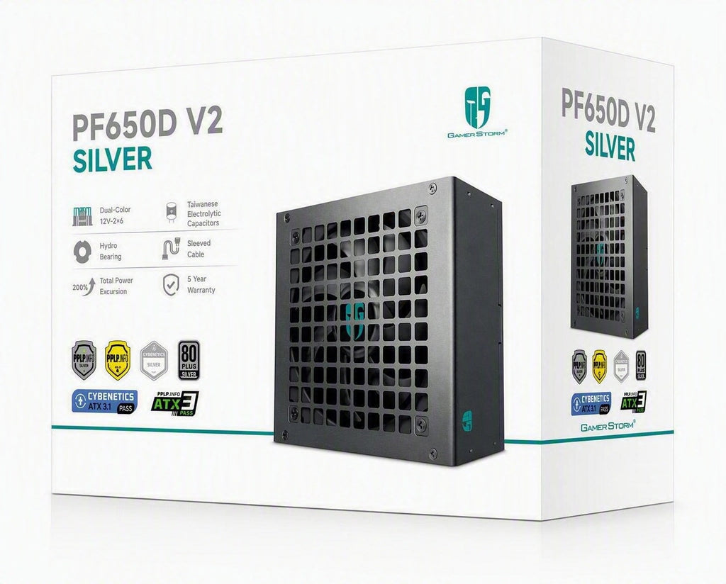 DeepCool PF650D V2 650W  Gamer Storm 80+ Silver/Cybenetics Non-Modular ATX Power Supply, Taiwanese Capacitors, ATX12V V3.1 - Image 2