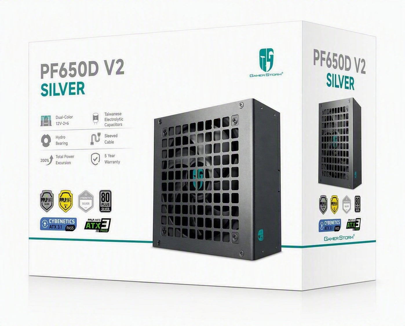 DeepCool PF650D V2 650W  Gamer Storm 80+ Silver/Cybenetics Non-Modular ATX Power Supply, Taiwanese Capacitors, ATX12V V3.1 - Image 2
