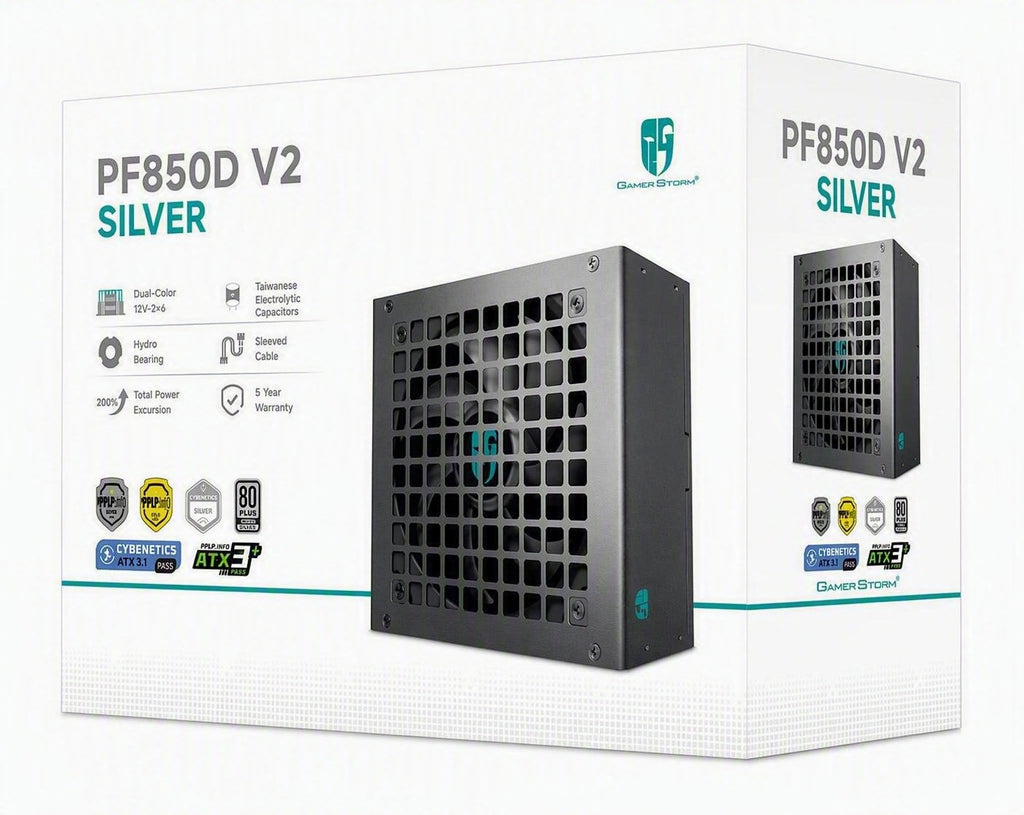 DeepCool PF850D V2 850W Gamer Storm 80+ Silver/Cybenetics Non-Modular ATX Power Supply, Taiwanese Capacitors, ATX12V V3.1 - Image 1