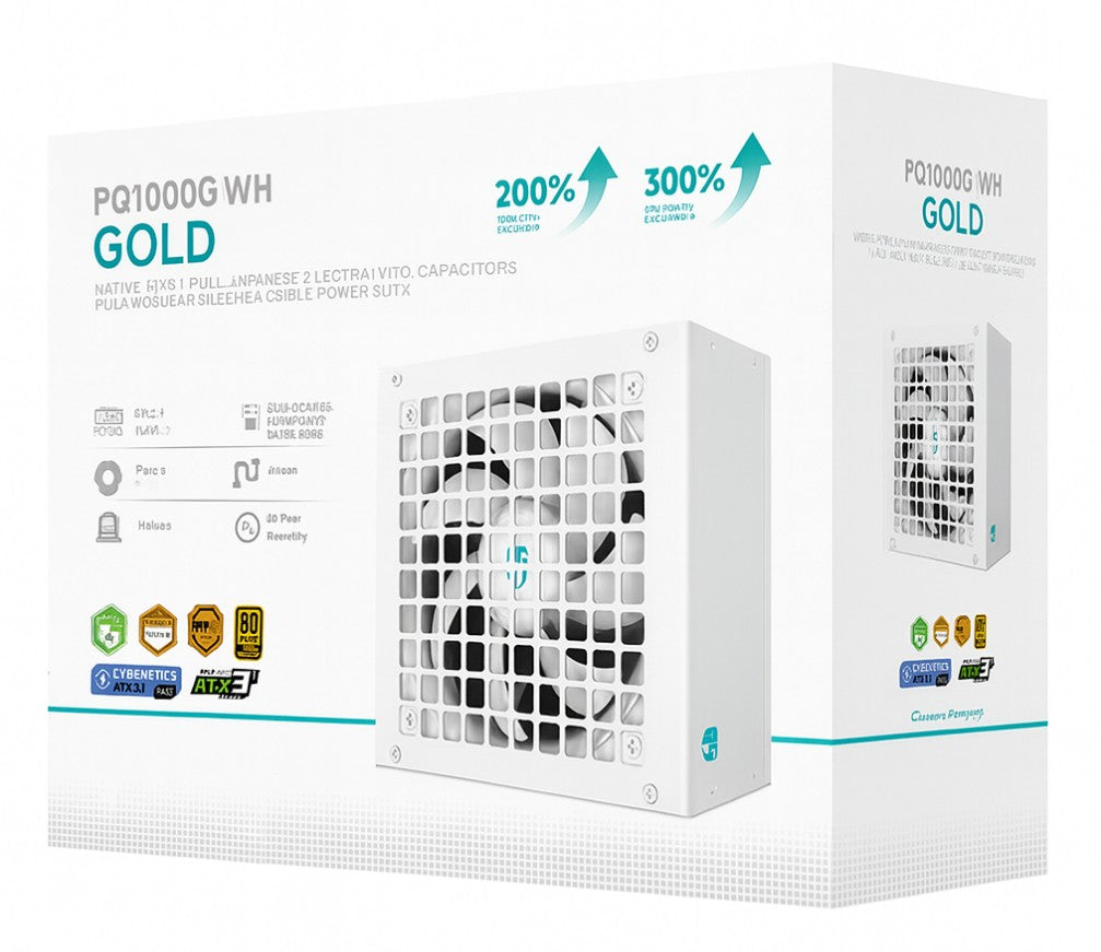 DeepCool PQ1000G WH 1000W Gamer Storm 80+ Gold/Cybenetics Fully Modular ATX Power Supply 120mm Fan, Japanese Capacitors, DC to DC, ATX12V V3.1, - Image 1