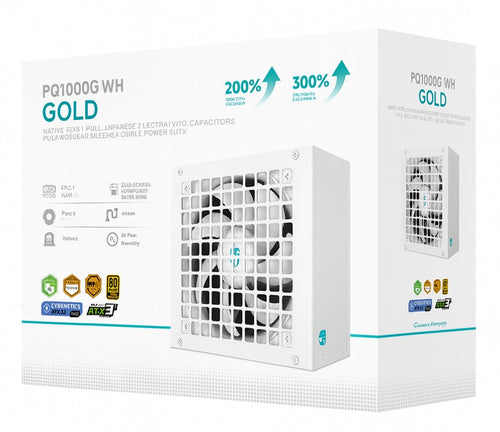 DeepCool PQ1000G WH 1000W Gamer Storm 80+ Gold/Cybenetics Fully Modular ATX Power Supply 120mm Fan, Japanese Capacitors, DC to DC, ATX12V V3.1, - Image 2