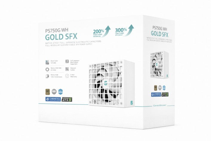 DeepCool PS750G WH 750W Gamer Storm SFX ,Full Japanese Electrolytic Capacitors, Cybenetics Platinum /PPLP Gold, Fluid Dynamic Bearing - Image 1