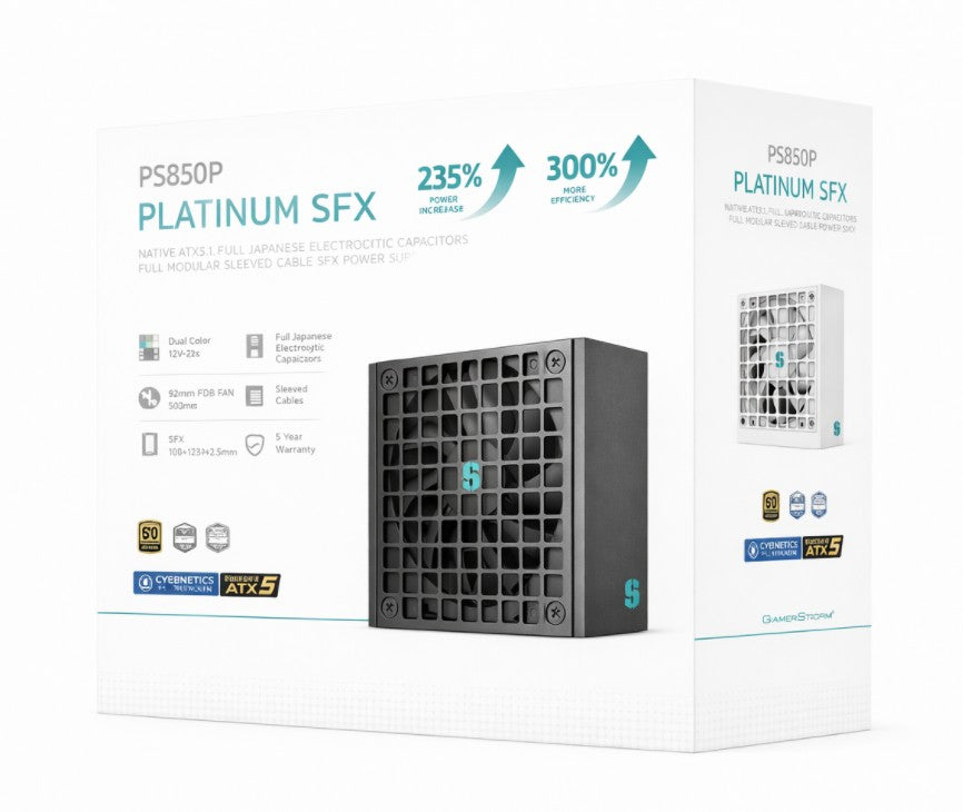 DeepCool PS850P 850W Gamer Storm SFX12V V4.1 & ATX12V V3.1M Full Japanese Electroyltic Capacitors, Cybenetics Platinum/PPLP 115V Platinum - Image 2