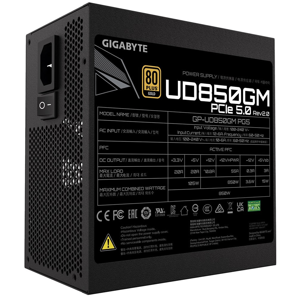 Gigabyte UD850GM PG5 2.0 850W ATX PSU Power Supply  80 PLUS GOLD Fan Type 120mm Hydraulic Bearing(HYB)fan  >100,000 hours - Image 4