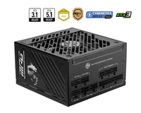 MSI MPG A1000GS PCIE5 1000W ATX Power Supply Unit, 80 PLUS Gold, Fully modular flat cables, 0 RPM Mode, Active PFC design - Image 1