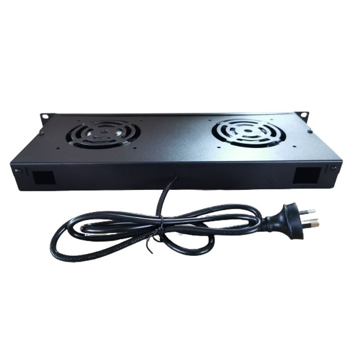 LDR 2 Way Rackmountable Fan Kit with power switch - 2x Fans - 1U Size - Black Metal Construction - Image 2