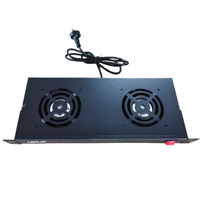 LDR 2 Way Rackmountable Fan Kit with power switch - 2x Fans - 1U Size - Black Metal Construction - Image 3