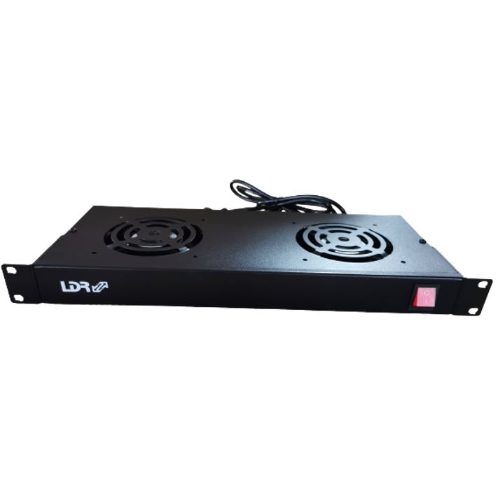 LDR 2 Way Rackmountable Fan Kit with power switch - 2x Fans - 1U Size - Black Metal Construction - Image 4