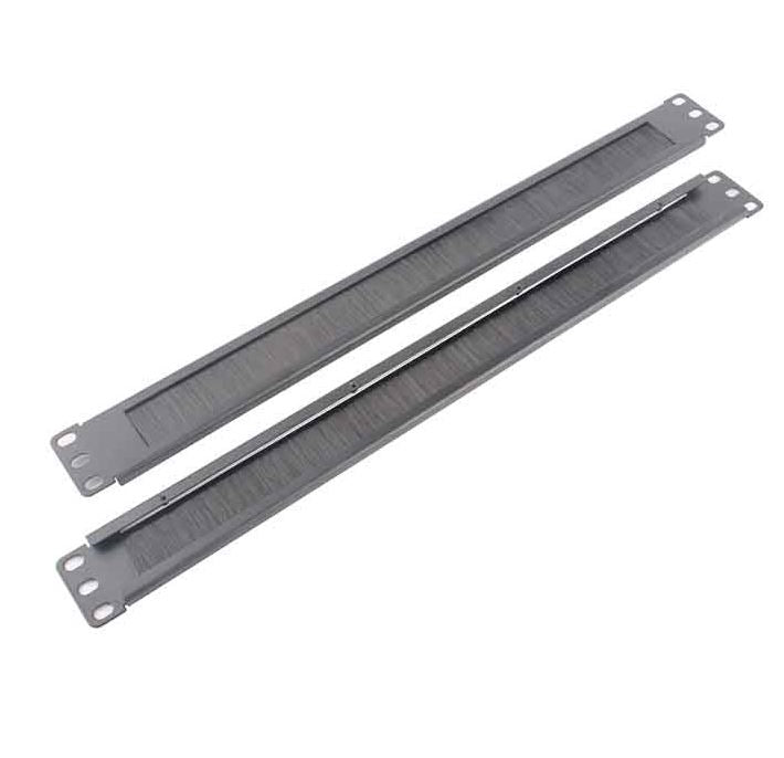LDR 1U 19" Cable Management Brush Rail (Brush Panel) - Black Metal Construction - Image 2