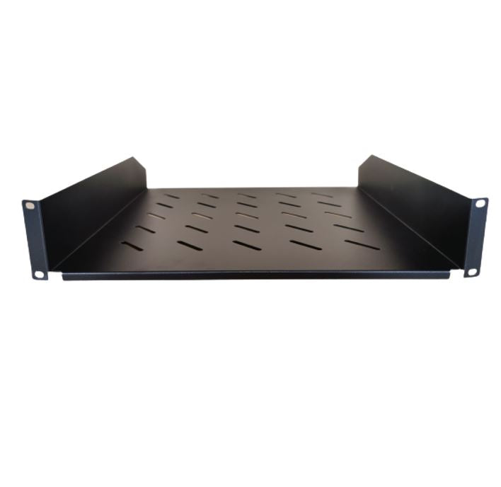LDR Cantilever 2U Shelf, 452mm Depth, Ideal for 19" 1000mm Deep Cabinets - Black Metal Construction - Image 1