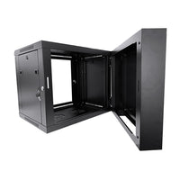 LDR Assembled 6U Hinged Wall Mount Cabinet (600mm x 550mm) Glass Door - Black Metal Construction - Top Fan Vents - Side Access Panels - Image 2