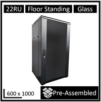 LDR Assembled 22U Server Rack Cabinet (L600mm x W1000mm x H1070mm), Glass Door,1x 8-Port PDU, 1x 4-Way Fan, 2x Fixed Shelves -Black Metal Construction - Image 5
