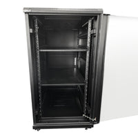 LDR Assembled 22U Server Rack Cabinet (L600mm x W1000mm x H1070mm), Glass Door,1x 8-Port PDU, 1x 4-Way Fan, 2x Fixed Shelves -Black Metal Construction - Image 3