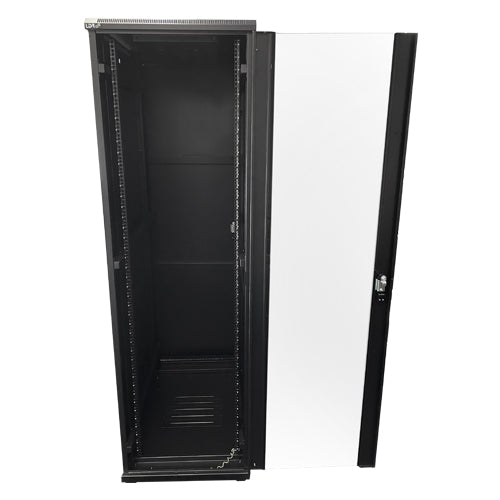 LDR Assembled 42U Server Rack Cabinet (600mm x 1000mm) Glass Door, 1x 8-Port PDU, 1x 4-Way Fan, 2x Fixed Shelves - Black Metal Construction - Image 2