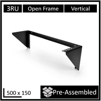 LDR Open Frame 3U Vertical Wall Mount Frame (500mm x 150mm) - Black Metal Construction - Image 1