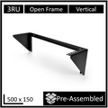 LDR Open Frame 3U Vertical Wall Mount Frame (500mm x 150mm) - Black Metal Construction - Image 1