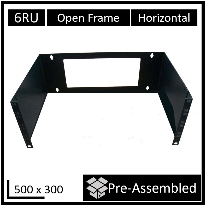 LDR Open Frame 6U Wall Mount Frame (500mm x 300mm) - Black Metal Construction - Image 1