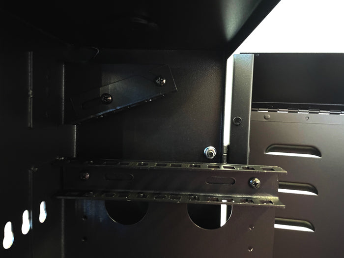 LDR Assembled 5U Flush Wall Mount Vertical Cabinet (570mm x 250mm) - 4U Rack For Gear & 2U Mount For Patch Panels - Black Metal Construction - Image 3