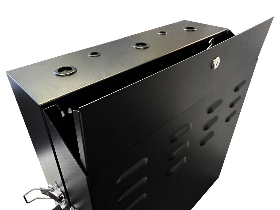LDR Assembled 5U Flush Wall Mount Vertical Cabinet (570mm x 250mm) - 4U Rack For Gear & 2U Mount For Patch Panels - Black Metal Construction - Image 4