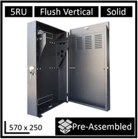 LDR Assembled 5U Flush Wall Mount Vertical Cabinet (570mm x 250mm) - 4U Rack For Gear & 2U Mount For Patch Panels - Black Metal Construction - Image 1
