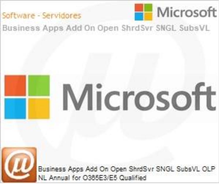 MICROSOFT BUSINESS APPS ADD ON OPEN SUB VL OLP 1L NO LEVEL O365E3/E5 QUALIFIED ANL - Image 1