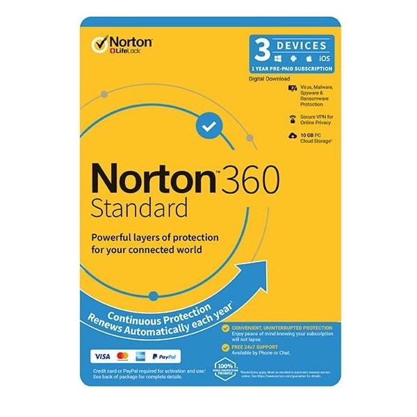 Norton 360 Standard 10GB AU 1 User 3 Devices ,12 Months, Digital Key via Email (Available on Leader Cloud) - Image 1